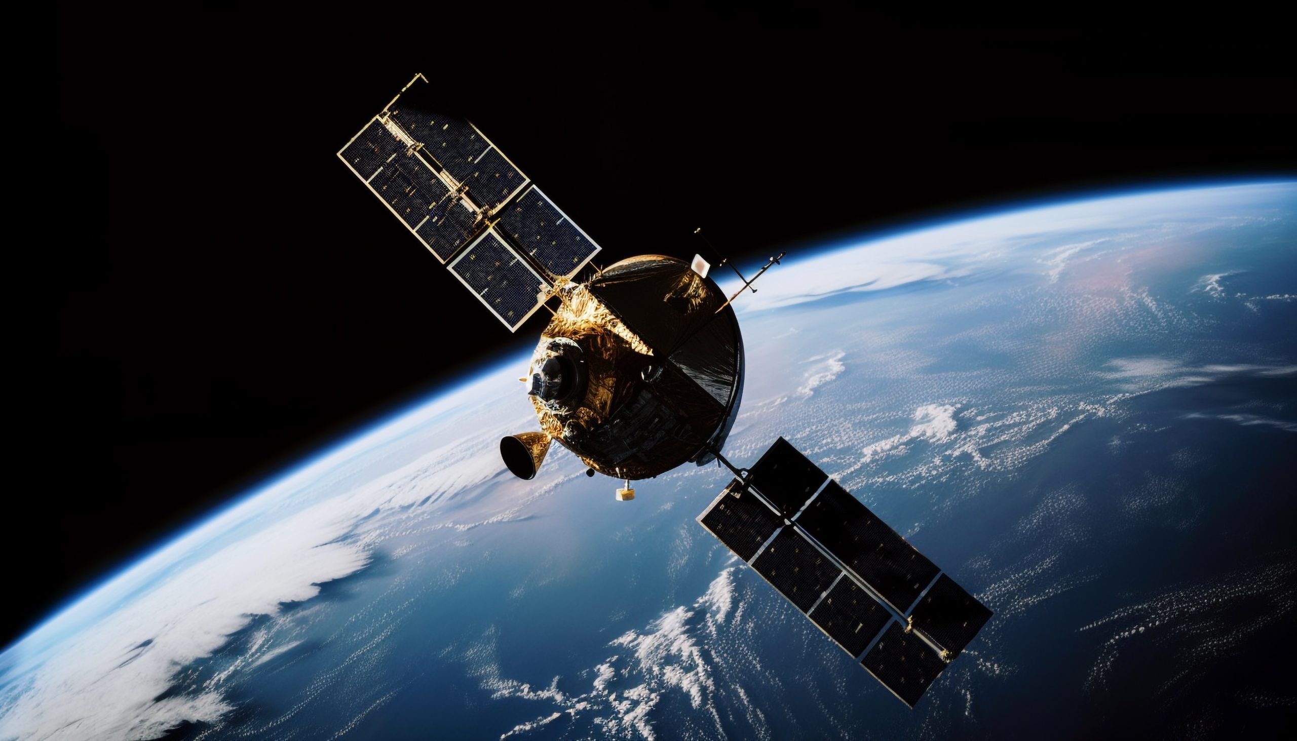 Spacecraft orbiting planet Earth for global communications generated by AI Spacecraft orbiting planet Earth for global communications generated by artificial intelligence
